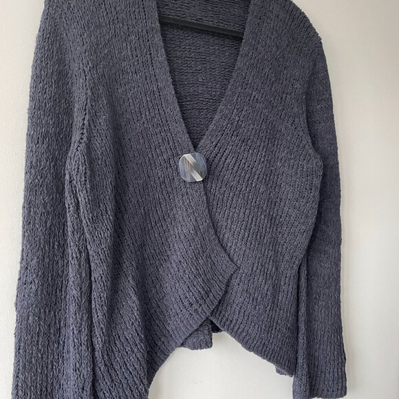 Per Una Navy Wool-Blend Cardigan with Snap Closure - Picture 3 of 9